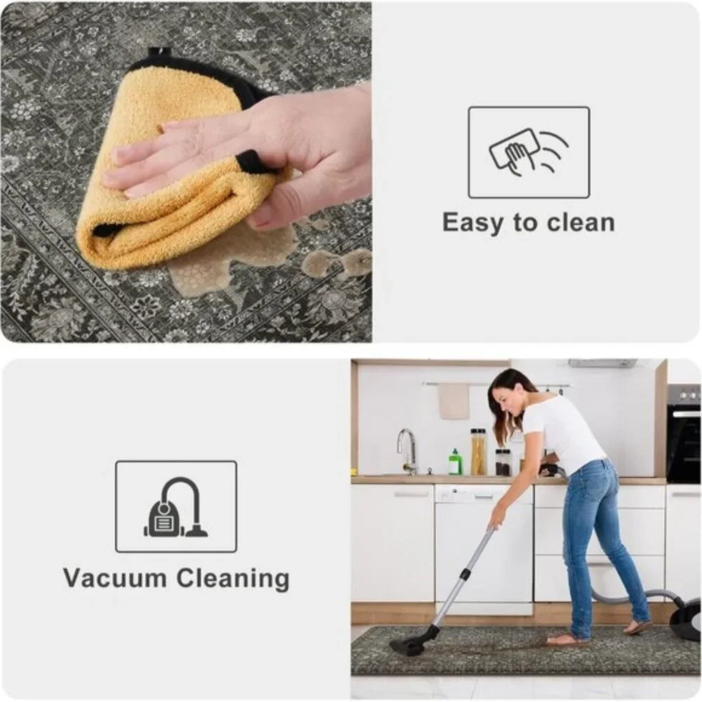 New 2Pcs Green Kitchen Mat Set, Non Slip Waterproof Cushioned Rugs for Floor